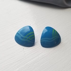 Blue geometric 80s painted retro studs